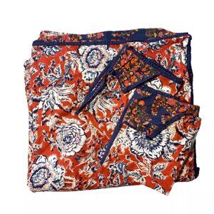 Ralph Lauren Tessa Duvet Cover & Shams Bedding Set Blue Red Full / Queen Cotton